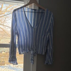 American Eagle Outfitters Blue and White Striped Blouse